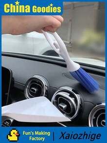 1 cái chổi vệ sinh cửa gió điều hòa ô tô hình thiên thần màu xanh trắng, bộ dụng cụ vệ sinh lông mềm, dùng được cho mọi dòng xe. - A - Xem 5