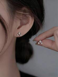 Bông tai bạc 925 đính đá Cubic Zirconia hồng hình hoa, bông tai vòng mạ vàng đính đá Cubic Zirconia hình bầu dục, trang sức lãng mạn ít gây dị ứng dành cho phụ nữ, kèm hộp quà. - Bạch kim - Xem 8