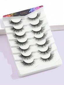 MAANGE 7 Pairs Natural Cat Eye Style Faux Mink Lashes, Soft 3D Mink Effect Fluffy False Eyelashes, Lash Extension Tools, Suitable For Daily Wear, Travel, Party, Work, Great Gift For Mother's Day, Easter, Women - Black - View 7