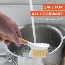 Full Circle Be Good - Bamboo Handle Dish Brush –  Kitchen Cleaning With Tough Bristles - Natural Dish Scrubber, Nonstick & Cast Iron Cleaner - Long Handle Brush For Dishes, Pots, And Pans EOYD - 綠色 - 查看 4