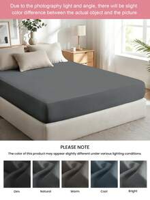 HONEYMOON 1pc Plain Fitted Sheet,100% Polyester Fabric Lightweight Cloud-Like Feel Bedding Mattress Cover, Fits 9-12inches Deep Pocket, Soft And Breathable, Shrink-Resistant-T F Q K Size For Home And Dorm, Oeko-Tex Certified, Good Gift For Mom, Dark Gray - Dark Grey - View 9