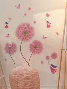 mama look 1pc, Multi-Size, Summer Decorative Wall Sticker, Pink & Purple Series Fresh Floral Plant Wall Decals, Maple Leaves & Birds, Feather Flowers & Hearts, Pink Flowers & Butterflies, Dandelions, PVC Self-Adhesive Removable Wall Stickers, Suitable For Bedroom, Living Room, Study, Dining Room, Bathroom, Home Wall Decor, Room Decoration - Multiple Styles - View 4