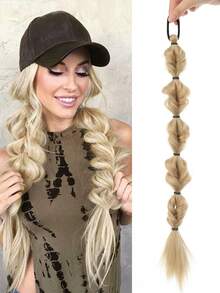 Coleta de trenza larga sintética de 20 pulgadas en negro/marrón/dorado, accesorio de cabello trenzado para uso diario - Multicolor - Ver 11