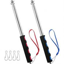 6.5ft Retractable Handheld Flag Pole 2 Pieces Set, Stainless Steel Telescopic Flag Pole With Guide Pointer And Pointer Function, Suitable For Tour Guide And Classroom Teaching - Multicolor - View 1