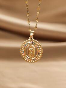 1 pieza Colgante de medallón de Jesús del Día de la Ascensión, cadena de clavícula para mujer para uso diario - Multicolor - Ver 3