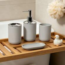 Modern 6-Piece Bathroom Storage Set, Complete Matte Bathroom Accessory Set, Includes Soap Dispenser, Toilet Brush Holder And Trash Can, Suitable For Rental Apartments, Dorms And Guest Bathrooms - Bathroom Toiletries Set - View 7