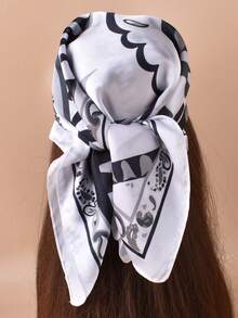 1PC Minimalist Satin Square Scarf For Women – Spring Print Headscarf, Hair Ribbon, Bag Charm & Waistband, Versatile Fashion Accessory,Holiday,Travel Essential - Multicolor - View 15
