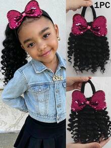 8 Inch Kids Wig Ponytail Curler Set, 1 Piece Hair Accessories For Girls - Natural Black - View 13