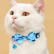 带铃铛的领结猫项圈，可调节安全扣，可爱印花图案，适合小狗小猫，宠物遛狗配件，适用于小型猫狗 - 彩色 - 查看 8