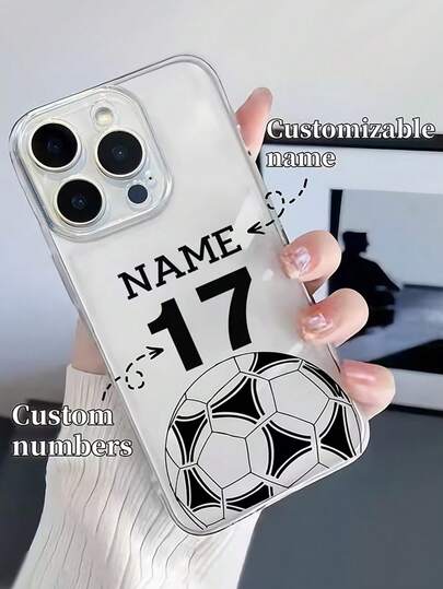 Funda de teléfono personalizable de cobertura completa de 360 grados, funda de teléfono personalizada, regalo de Navidad, regalo para fanáticos del fútbol, regalo para novio/novia, funda de teléfono de cuero sintético grabada a prueba de golpes, adecuada para hombres y mujeres