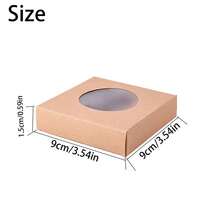 24 piezas Caja de papel kraft plegable y creativa, caja de regalo cuadrada con ventana transparente, caja de regalo para boda, caja de embalaje de regalo, negro, 9x9x1.5cm - Caqui - Ver 3
