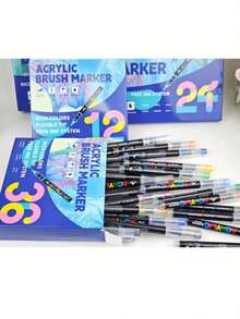 168 Stücke/120 Stücke/72 Stücke/60 Stücke/48 Stücke/36 Stücke/24 Stücke/12 Stücke Farbspitzen Acryl Markerstifte, wasserfeste Zeichenstifte, Marker, 5mm-1mm, beschreibbar auf Stein, Glas, Holz, Leinwand, Metall, vielfältige Objekte, zum Malen, Färben, Markieren, 72 Farben wählbar, sehr leuchtende Farben und Festivalmalerei Projektgestaltung Schulanfang - Sätze - Übersicht 2