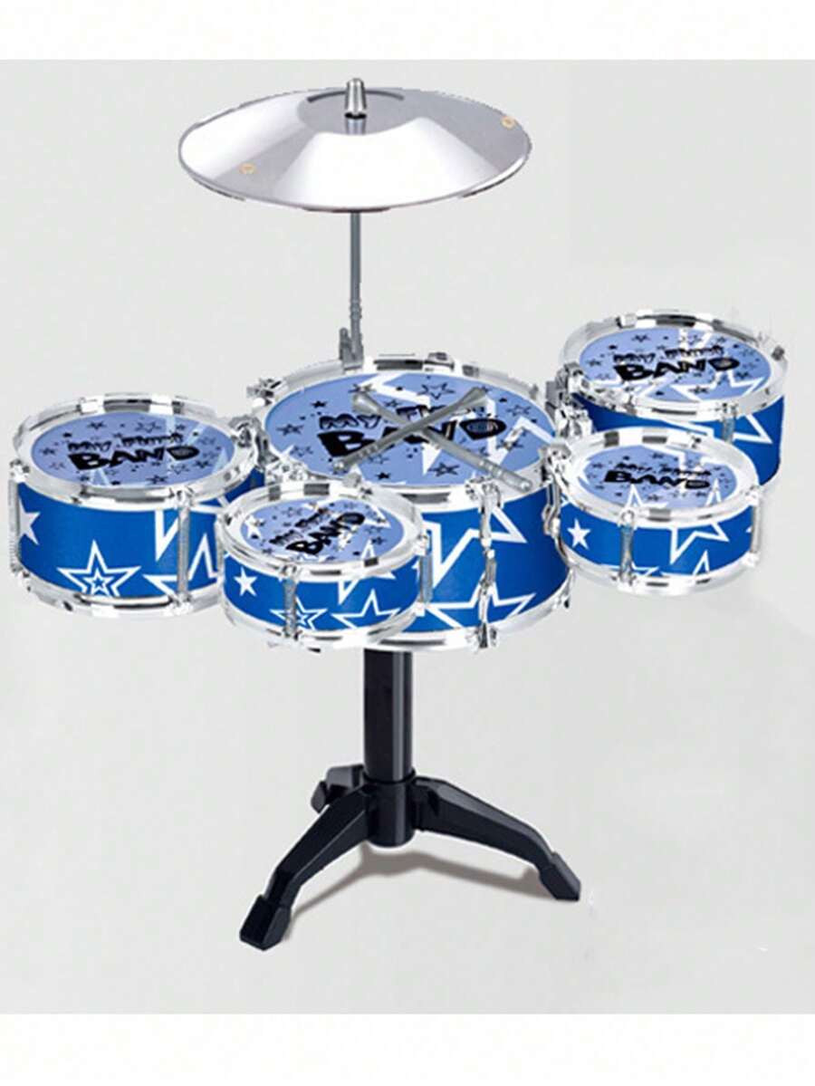 Drum Set Toy For Beginners, Percussion Instrument Jazz Drum Toy, Random 5-Pointed Star Placement On Drum Frame - Multicolor - View 1