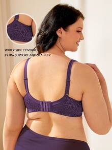 Plus Size Bras & Bralettes Plain - Purple - View 3