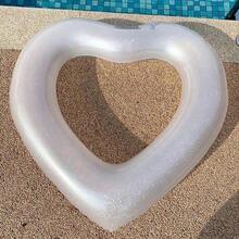 New Cross-Border Popular Heart Swimming Ring For Adult Women, Cute Armpit Floating Ring, Highly Attractive Swimming Ring For Taking Photos In Water, Beach Essentials, Pool Float - 90# Sequined Pearl White Love Swimming Ring - View 3