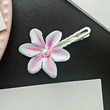 1個仿珍珠蘭花髮夾，花卉氛圍髮飾，適用於瀏海/側面，適合日常穿搭與度假，髮梳髮夾 - 彩色 - 查看 13