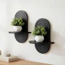 Bohemian Style Arched Floating Shelves, Wooden Wall Decor Storage Rack, Suitable For Plant Pots, Wall Flower Racks, Applicable For Bedroom, Living Room, Kitchen Wall Decor - Multicolor - View 4