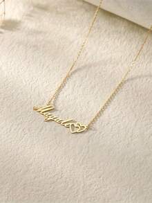 Collar con colgante de corazón personalizado con nombre, collar con colgante de placa con nombre de acero inoxidable, regalo perfecto para fiestas y amigos - Multicolor - Ver 5
