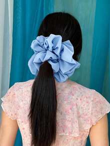 1 pieza Elegante coletero de gasa de unicolor extra grande, liga elástica para el cabello, accesorio versátil para el uso diario para moños y colas de caballo - Multicolor - Ver 2