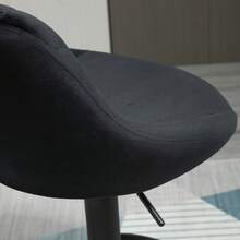 Set Of 2 Black Bistro-Style Bar Stools, Height Adjustable, With Footrest And Backrest, In Velvet And Metal, 46 X 48 X 83-104 Cm - Black - View 3