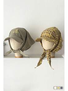 Khăn trùm đầu kẻ caro kiểu retro với chữ thêu 3D, mũ bandana chống nắng thời trang phối màu tương phản, mũ lưỡi trai đa năng điều chỉnh được, thoáng khí, nhanh khô cho các hoạt động thể thao ngoài trời, mùa hè, bãi biển. - Nhiều màu - Xem 1