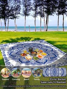 1pc New Outdoor Waterproof Anti-Sand Digital Printed Picnic Mat/Beach Towel, Fashionable And Fresh Pattern, Suitable For Camping And Picnics - A - View 6