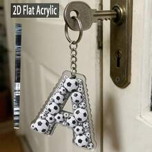 2D Acrylic Flat Football Letter Keychain, Designed For Football Players And Fans, Suitable For Football Themed Party Gifts, Souvenirs, Bag Charms, Training And Match Key Accessories - Football-themed Letter Keychain 01 - View 6