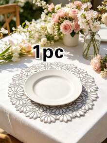 1/4/6pcs, Spring/Summer Floral PVC Gold Foil Placemats, Suitable For Home Dining Table Decoration, Heat-Insulating Mats, Protect Tabletop, Home Kitchen Tea Room, Minimalist Style, Wedding Holiday Party Placemats - Multicolor - View 12