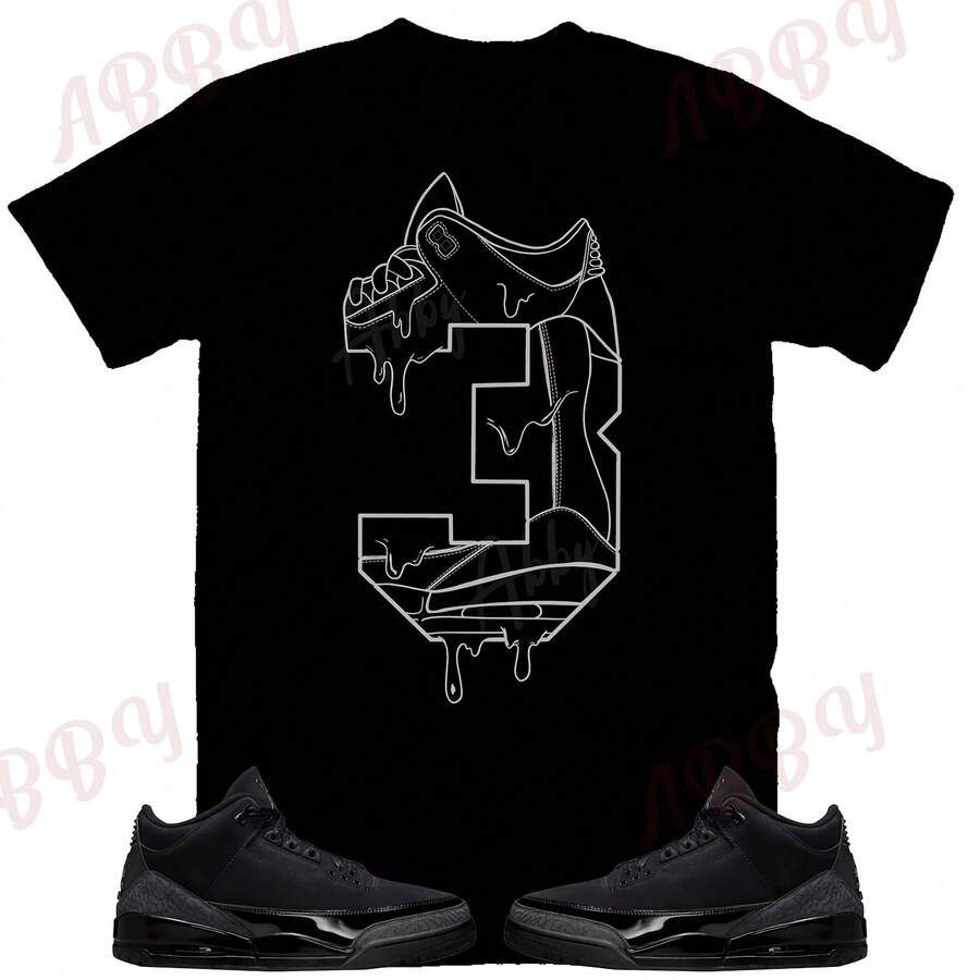3 Matching T-Shirts For Jordans 3 Black Cat, Retro 3 Black Cat, Black Cat 3s Sports T-Shirt - 款式 - 查看 1