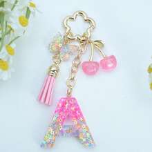 1pc Resin Flower Sequin Keychain, Suitable As Gift For Girlfriend - Pink - View 3