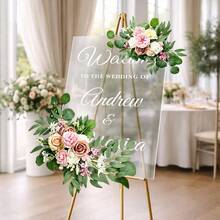 2 pièces Ensemble élégant de guirlandes florales artificielles pour arche de mariage - Décoration de bienvenue avec fleurs blanches et roses, convient pour la cérémonie, les fiançailles et la fête d'anniversaire, décoration murale de maison - Plastique durable, sans plumes, utilisation intérieure et extérieure, décoration de mariage, décoration d'événement de fête - V0134 - Voir 17