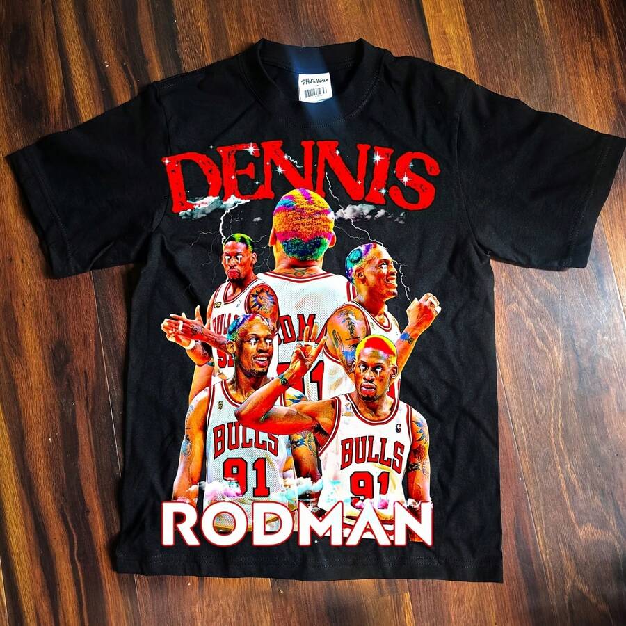Camisetas vintage de la NBAs con 5 Rodmans - forma - Ver 1