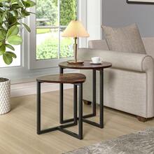 2pcs Space-Saving Nesting Coffee Tables - Compact Stackable Side Tables For Small UK Living Rooms, Brown Wood End Tables For Sofa/Bedside - 2PCs Brown - View 3