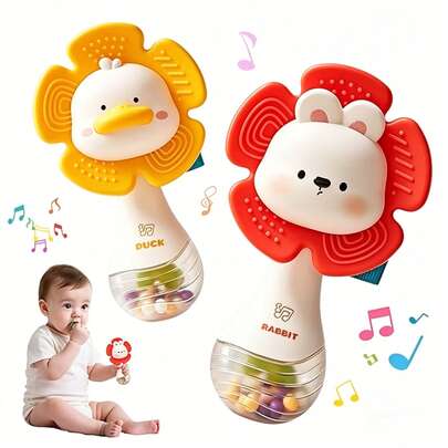 Juguete de sonajero y dentición para bebé de 3-6 meses, juguete sensorial para bebé de 0-6 meses con cuentas y sonajero para agarrar, regalo esencial Montessori para recién nacidos