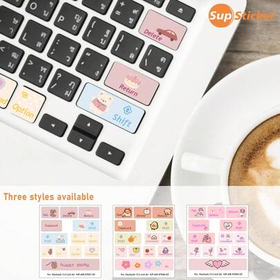 SUPSTICKER 1 miếng dán bàn phím hình động vật hoạt hình dễ thương và món tráng miệng, phong cách cô gái ngọt ngào, chất liệu PVC, tự dính, có thể tháo rời, trang trí cá nhân hóa DIY, chống trầy xước, thích hợp cho máy tính xách tay, máy tính bảng, máy chơi game, điện thoại, kích thước: 4.01*4.72 inch