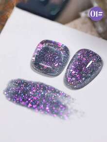 12ml Spring And Summer New Dreamy Cloud Brocade With Rhinestone Mermaid Rainbow Color-Changing Mother-Of-Pearl Cloud Pattern 2026 New Delicate Shiny Nail Gel, For Nail Salons And Home Use, Ladies Shopping, Dating, Or Office Nail Designs. LED UV Lamp. - Multicolor - View 16