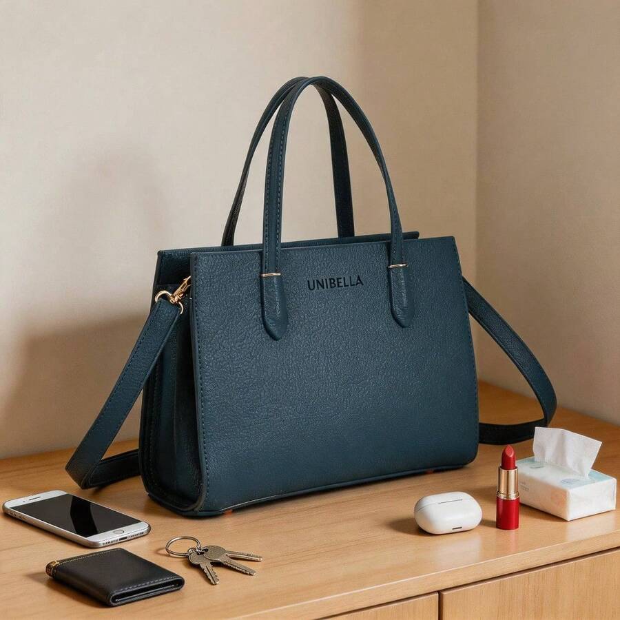 Unibella Elegant And Versatile Handbag With Handles And Adjustable Strap. Superior Quality And Durability. Perfect For Everyday Style. - الأزرق - مشاهدة 1