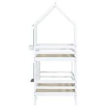 [29590567WAA] Bunk Bed With Handrail And Window, House-Style Bed, Children's Bed With Fall Protection And Railing, Pine Structure, White (90x200cm) [29590567WAA] - White - View 9