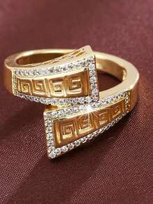 1 pieza Anillo con piedra de circonita cúbica romántica, adecuado para mujeres, ideal para boda, compromiso, fiesta de aniversario, regalo del Día de San Valentín - 1# - Ver 2