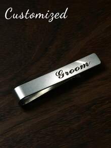 Custom Men's Wedding Tie Clip, Personalized Tie Clip, Stainless Steel Material, Customizable Engraving, Minimalist Wedding Accessory - Multicolor - View 2