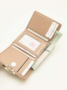MINGYOU Short Tri-Fold Handbag Wallet, PU Leather Women's Multi-Function Wallet With Zipper, Large Capacity Coin Purse, ID Card Holder - Apricot - View 5