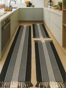 Kitchen Mat Set 3 Pieces: Runner + 2 Mats - Đen và trắng - Xem 3