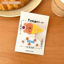 New Cute Pet Kitten Hair Clip For Girls, Versatile Bangs Clip Side Clip, Sweet Broken Hair Duckbill Clip Headgear - 1# 冰淇淋小熊髮夾 - 查看 1