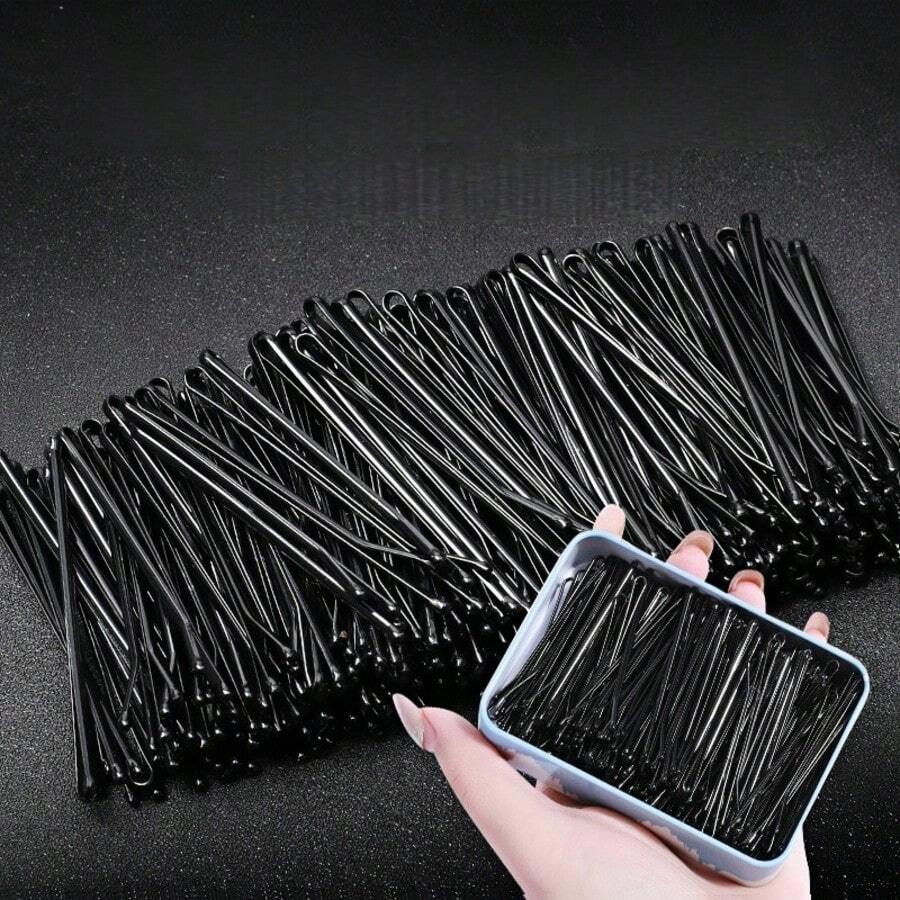 100pcs/Set Black Straight Hair Clips, Wavy Clips, Small Black Clips, Hair Accessories, Steel Clips, Women's Bangs Clips, Hair Clips, Bridal Wedding Accessories, Women's Beach Accessories, Travel Essentials, Mother's Day Gift,Hair Claws,Bobby Pin - Multicolor - View 1
