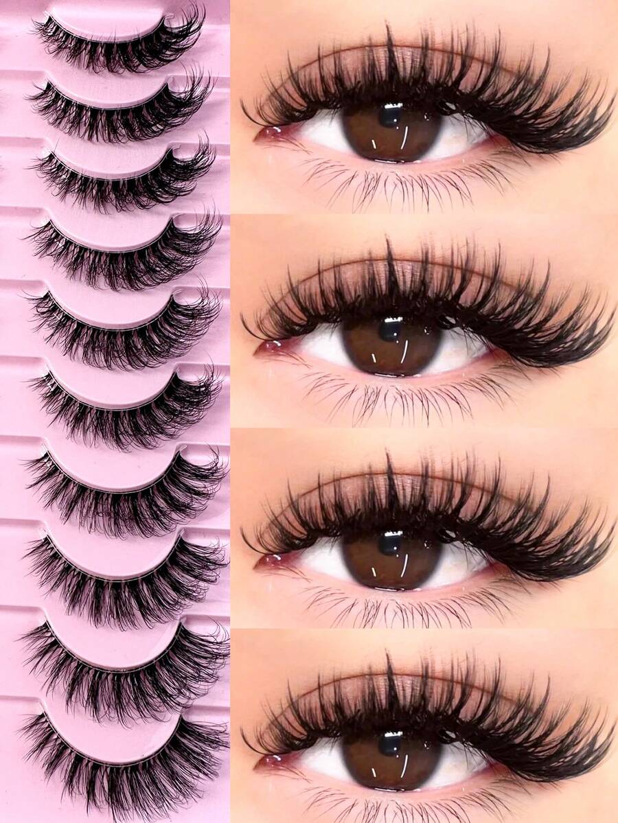 10 Pairs Cat Eye False Eyelashes - Natural Soft Long, Transparent Band, Cartoon Style, Suitable For Dramatic Eye Makeup Looks, Reusable And Easy To Apply, Create Natural Makeup, Suitable For Daily, Party, Wedding, Vacation And Other Occasions - 065