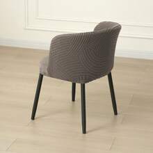1/2 piezas Fundas de silla de bar de unicolor con diseño de semicírculo jacquard, protector de silla de cobertura completa estilo nórdico, adecuado para decoración del hogar y cafetería - café - Ver 5