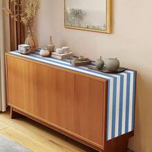 1pc Blue & White Striped Patchwork Pattern Table Runner, Fresh & Minimalist Style, Large Size, Home Decor Accessory, Suitable For Family Gatherings, Indoor/Outdoor Decoration, Entryway, Coffee Table, Living Room Ambiance, Kitchen Dining, Holiday & Natural Gift - Blue and White - View 6