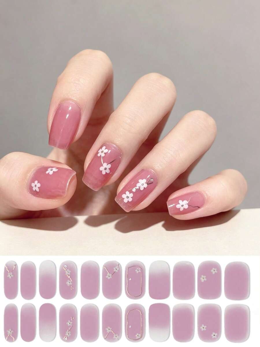 Bộ 22 miếng dán móng tay gel tươi tắn mùa xuân & hè, họa tiết trái tim và hoa Dopamine chủ đề Ngày của Mẹ, kiểu nhuộm chuyển màu tie-dye, phong cách Pháp tối giản, chất liệu giấy bạc và đá đính tự dính, miếng dán móng tay gel UV không cần đèn UV, dụng cụ làm móng DIY đơn giản và đa năng, chất lượng salon. - Hồng - Xem 1