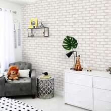 1 Roll Simple White Brick Pattern Self-Adhesive Wallpaper, Fashionable Brick Texture Wall Paper, Exquisite Indoor Decor Sticker, Suitable For Room, Kitchen And Cabinet Renovation, Easy To Install And Remove, Handmade Sticker - Modern Brick Wall - View 5