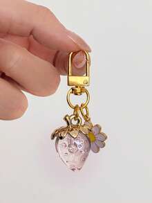 Popular Cute Sweet Clover Petal Heart Shaped Keychain, Creative Bag Charm Accessory, High-Quality Decoration - Multicolor - View 1